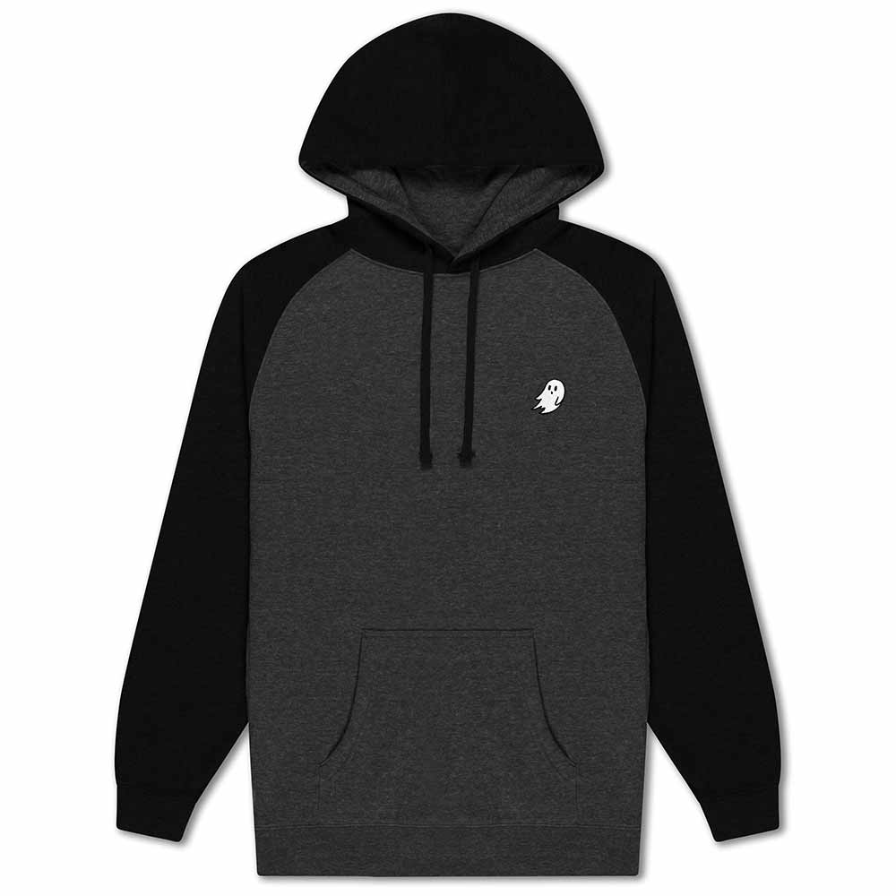 Dalix Mens Ghost Midweight Fleece Raglan Long Sleeve Hoodie Slim Fit Fall in Charcoal Black S Small