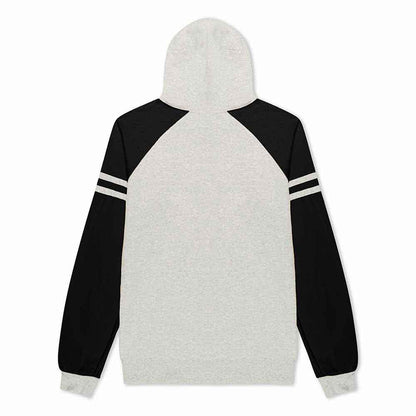 Dalix Mens Ghost Varsity Hooded Sweatshirt Heavyweight Pullover Hoodie Casual Wear in Oatmeal Black S Small