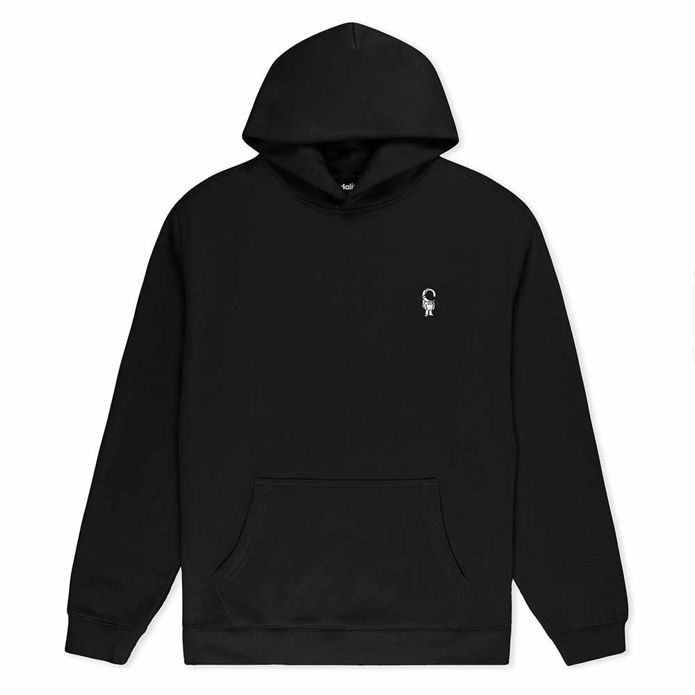 Dalix Astronaut Relaxed Fit Midweight Fleece Pullover Hooded Sweatshirt Mens in Black S Small