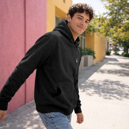 Dalix Astronaut Relaxed Fit Midweight Fleece Pullover Hooded Sweatshirt Mens in Black S Small