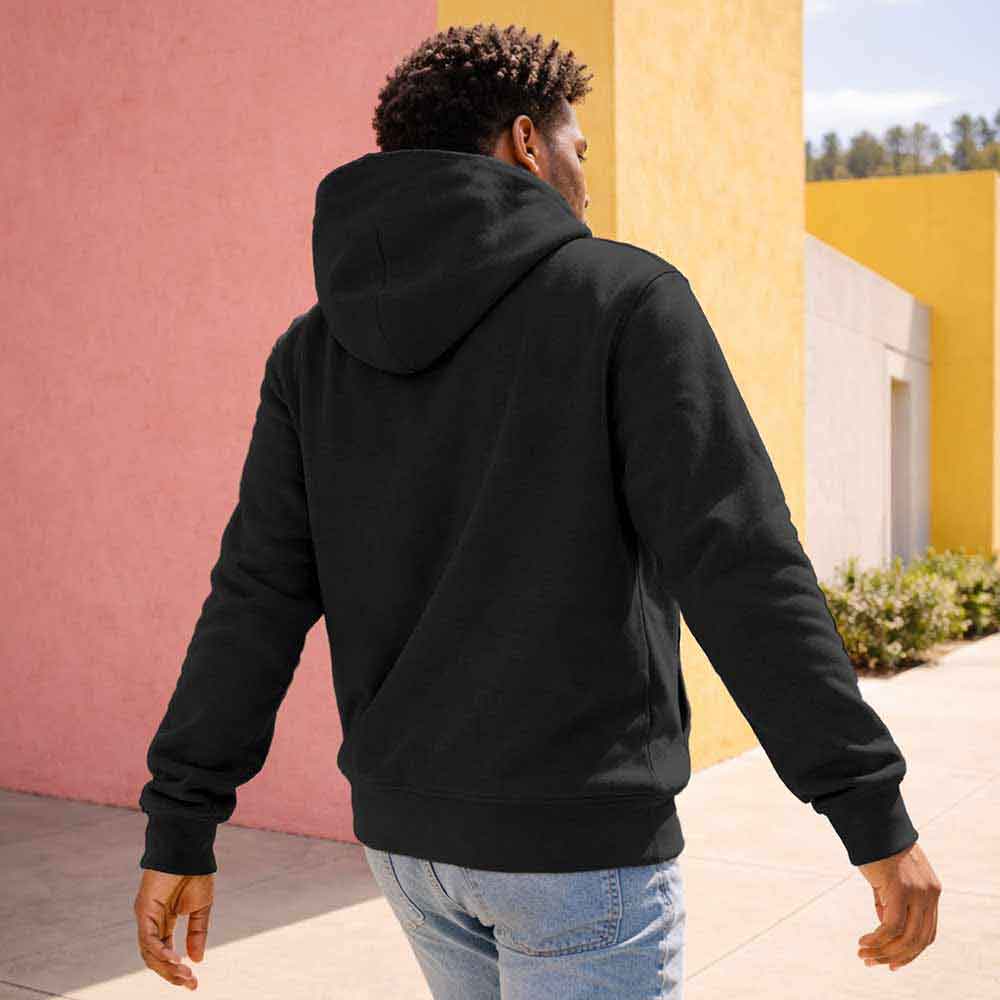 Dalix Astronaut Relaxed Fit Midweight Fleece Pullover Hooded Sweatshirt Mens in Black S Small