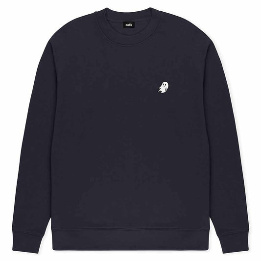 Dalix Ghost Relaxed Fit Midweight Fleece Crewneck Sweatshirt Mens in Ink Blue S Small
