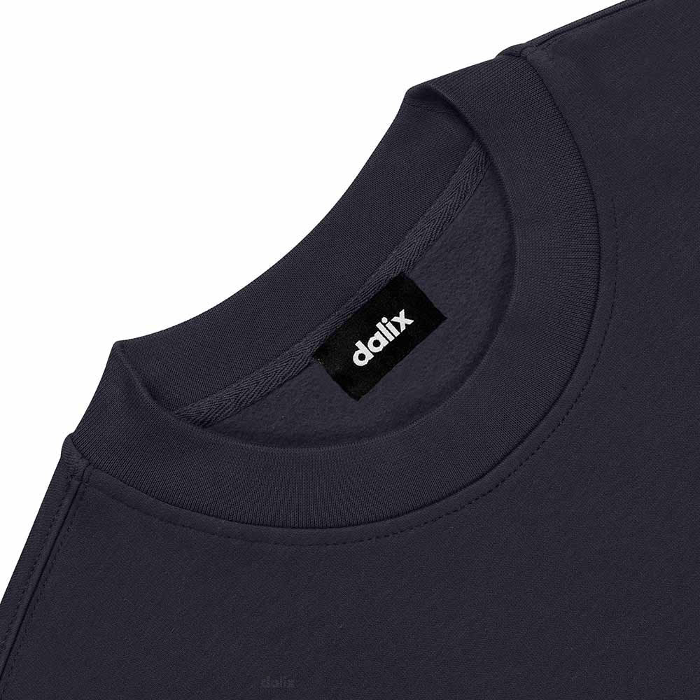 Dalix Ghost Relaxed Fit Midweight Fleece Crewneck Sweatshirt Mens in Ink Blue S Small