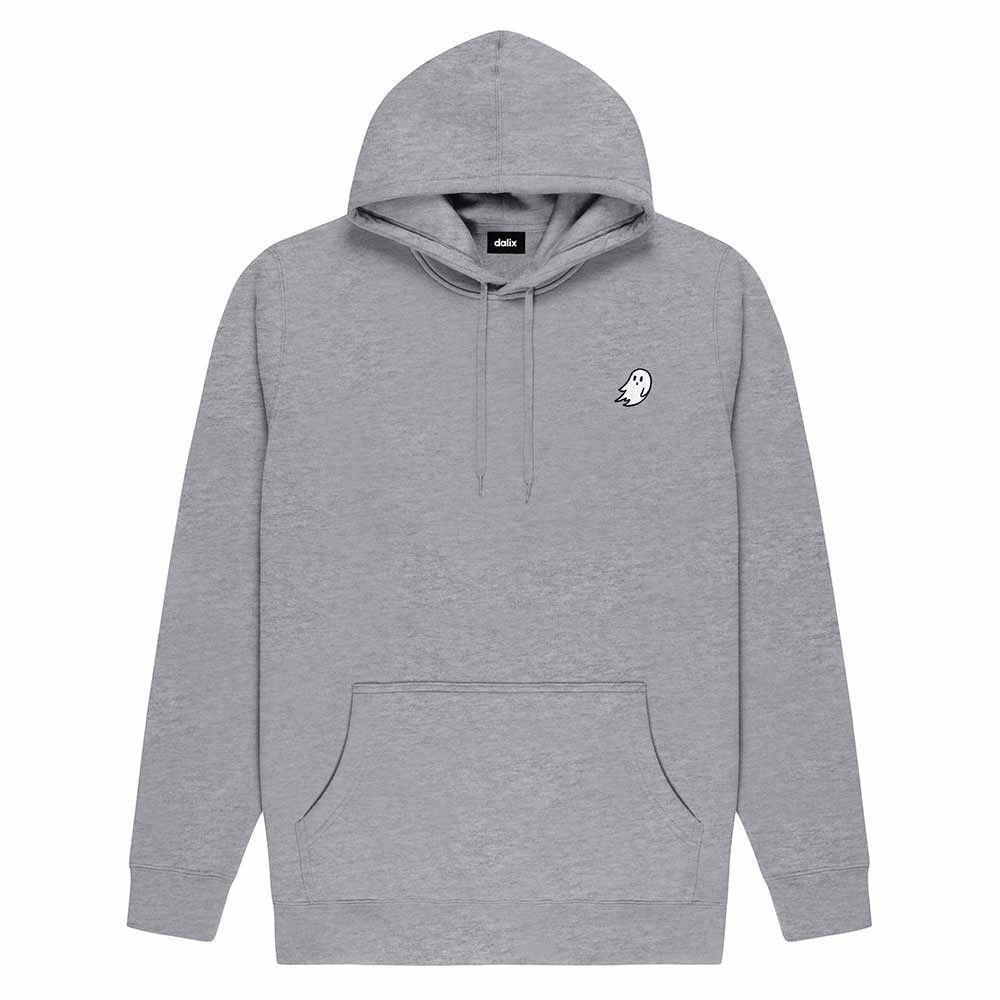 Dalix Ghost Regular Fit Fleece Long Sleeve Pullover Hooded Sweatshirt Mens in Ecru S Small
