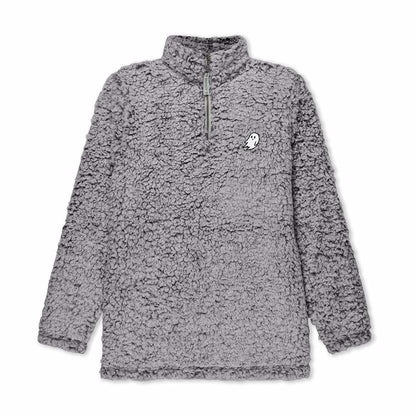 Dalix Womens Ghost Faux Sherpa Quarter Zip Pullover Warm Cozy in Black S Small