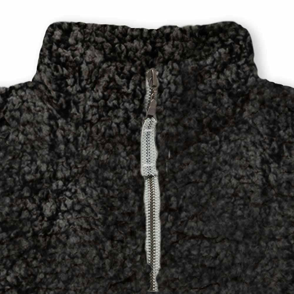 Dalix Womens Ghost Faux Sherpa Quarter Zip Pullover Warm Cozy in Black S Small