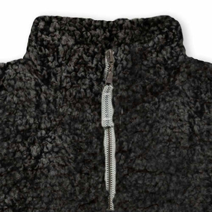 Dalix Womens Ghost Faux Sherpa Quarter Zip Pullover Warm Cozy in Black S Small