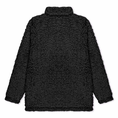 Dalix Womens Ghost Faux Sherpa Quarter Zip Pullover Warm Cozy in Black S Small