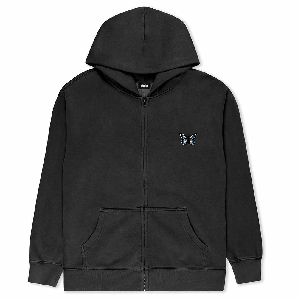 Dalix Butterfly Midweight Fleece Faded Zip Hooded Sweatshirt