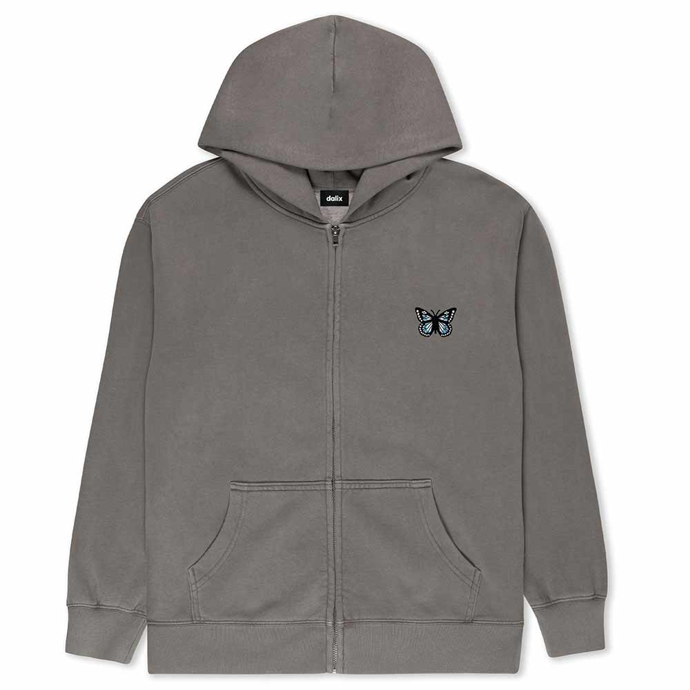 Dalix Butterfly Midweight Fleece Faded Zip Hooded Sweatshirt