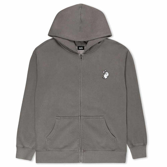 Dalix Heartly Ghost Midweight Fleece Faded Zip Hooded Sweatshirt