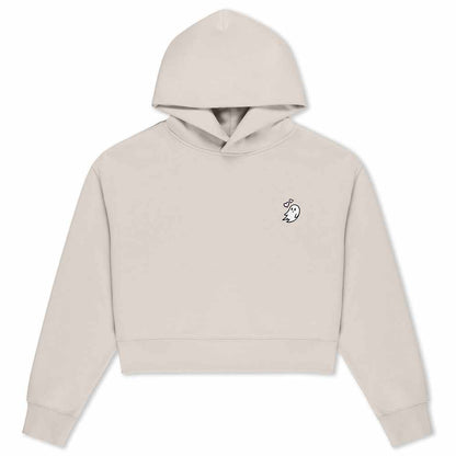 Dalix Heartly Ghost Midweight Fleece Relaxed Cropped Hoodie