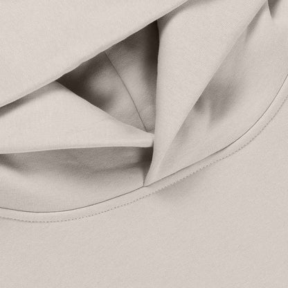 Dalix Heartly Ghost Relaxed Fit Cropped Midweight Fleece Hooded Sweatshirt Womens in Bone S Small