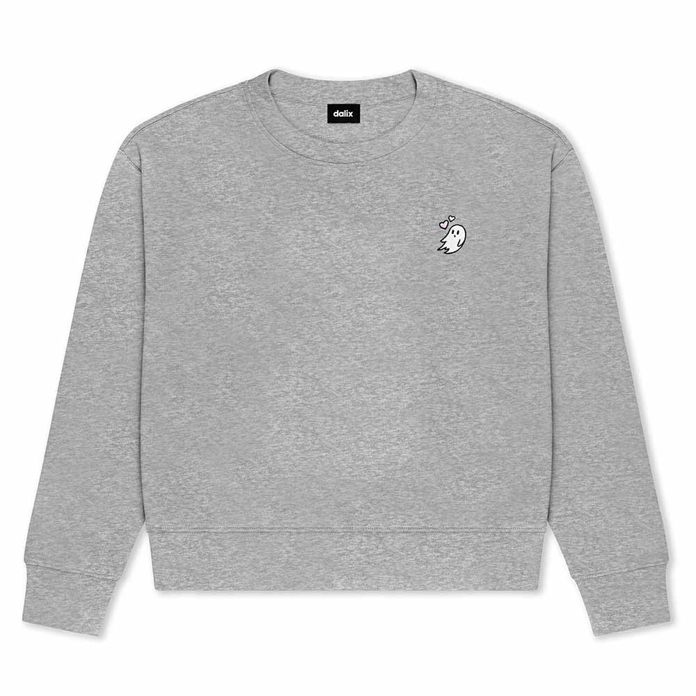Dalix Heartly Ghost Relaxed Fleece Crewneck Sweatshirt