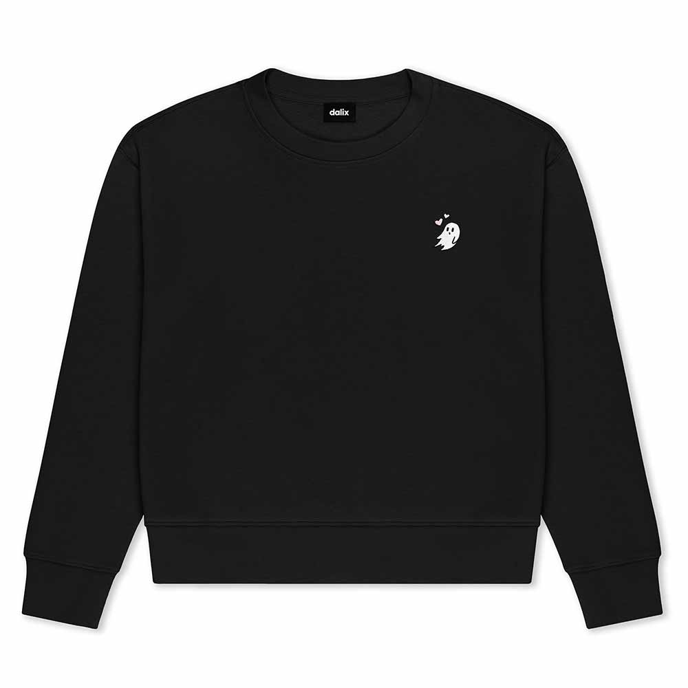 Dalix Heartly Ghost Relaxed Fleece Crewneck Sweatshirt