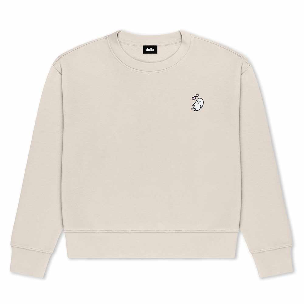 Dalix Heartly Ghost Relaxed Fleece Crewneck Sweatshirt