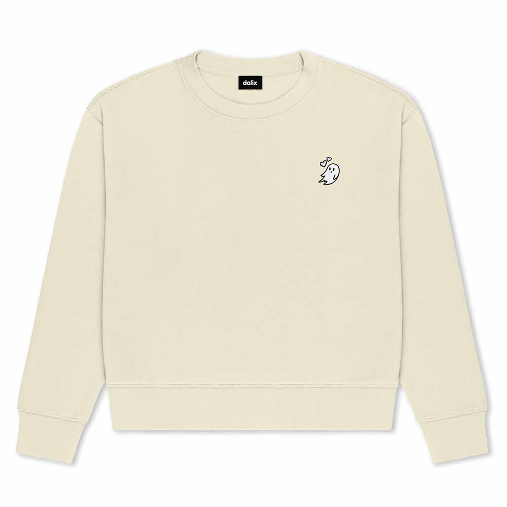 Dalix Heartly Ghost Relaxed Fleece Crewneck Sweatshirt