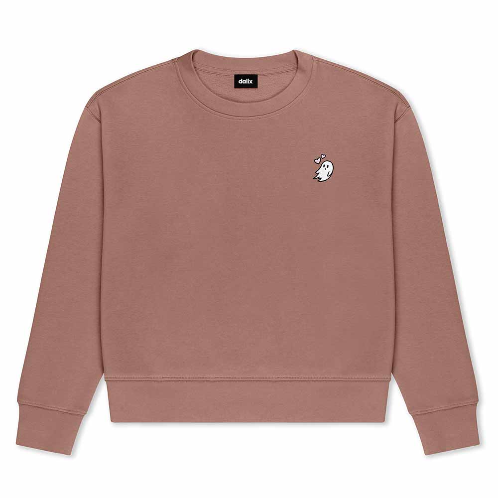 Dalix Heartly Ghost Relaxed Fleece Crewneck Sweatshirt