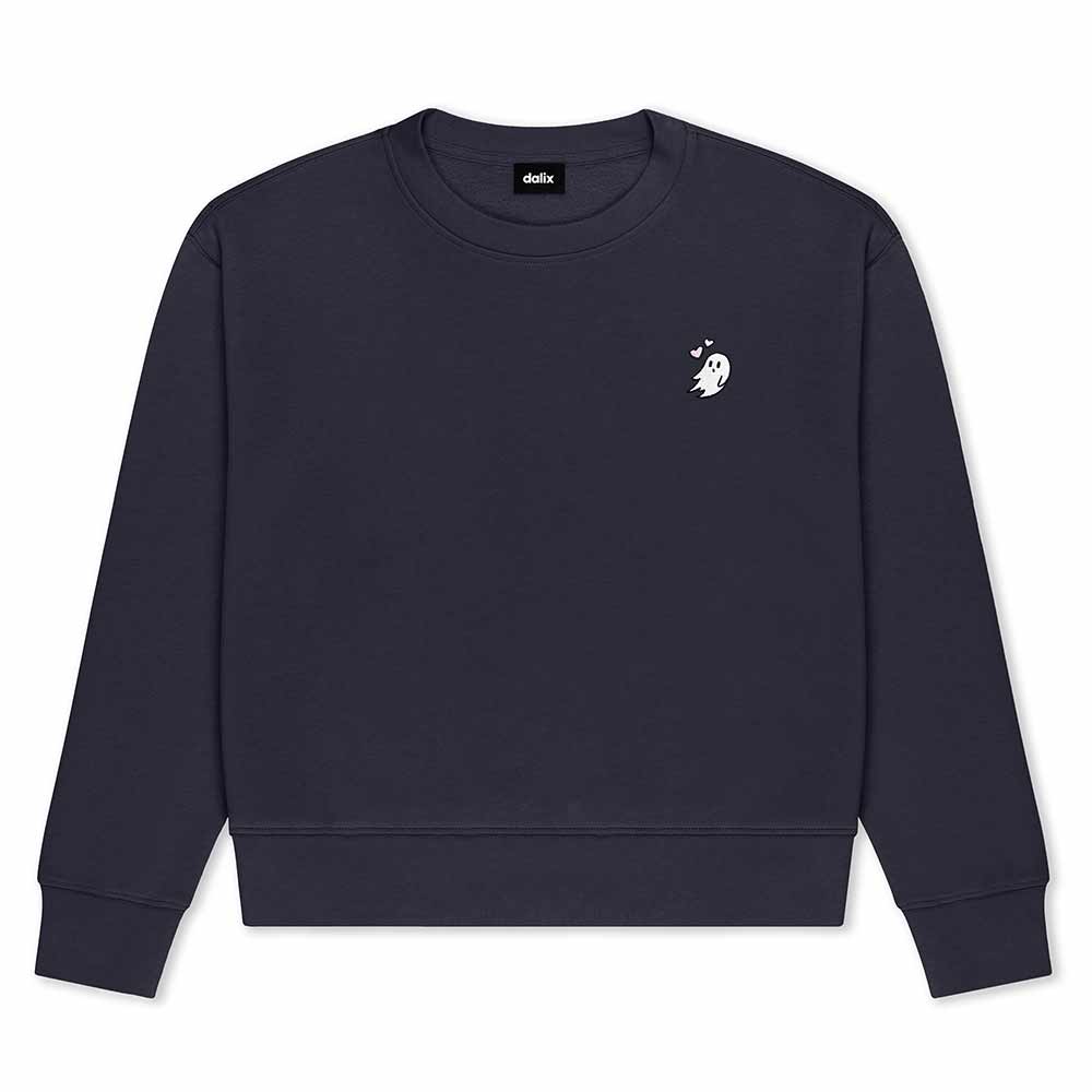 Dalix Heartly Ghost Relaxed Fleece Crewneck Sweatshirt