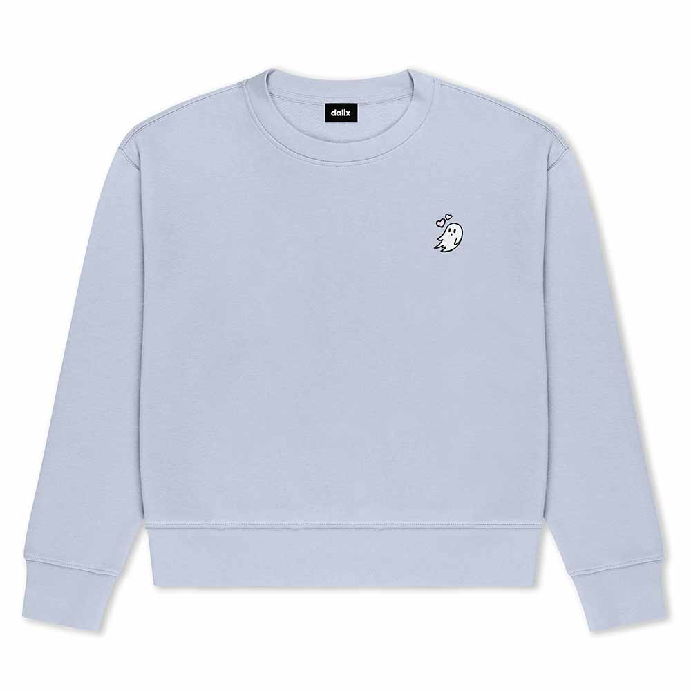 Dalix Heartly Ghost Relaxed Fleece Crewneck Sweatshirt