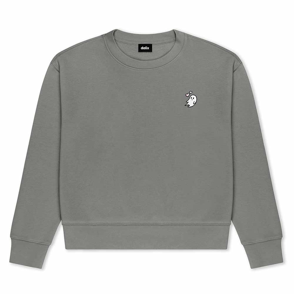 Dalix Heartly Ghost Relaxed Fleece Crewneck Sweatshirt