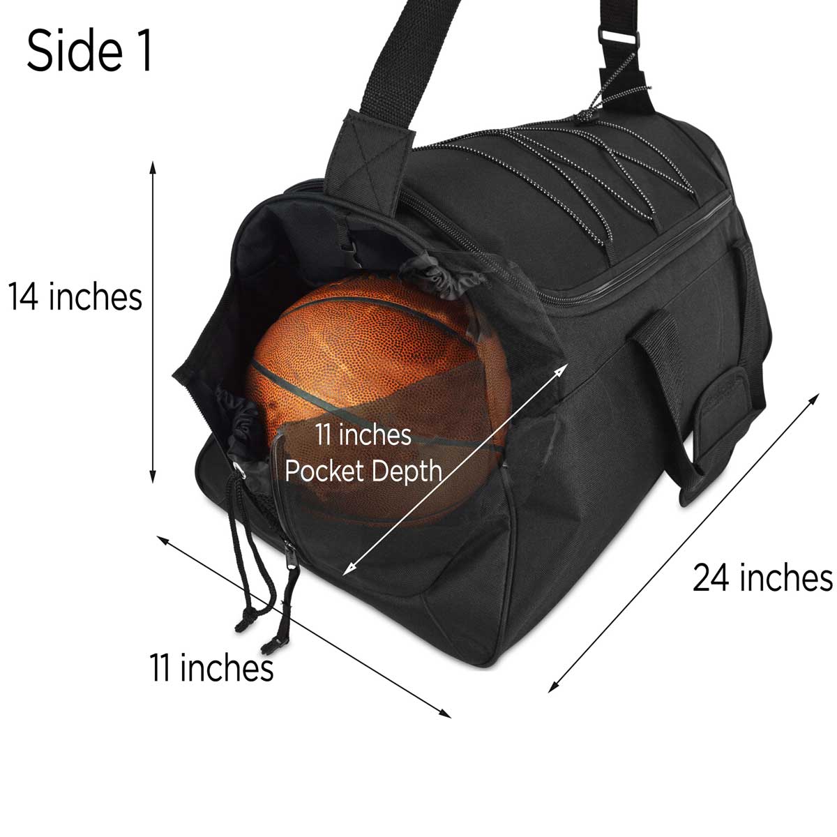 Canvas Duffle Bag, 24 Large Heavy Duty Duffle Bag, 46.5 Long Adjustable  Shoulder Strap, Black Duffel Bag, Big Sport Gym Foldable Duffel Bag