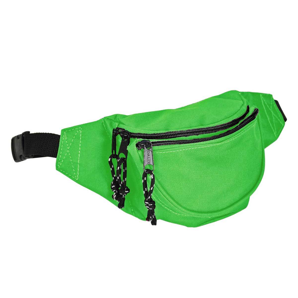 DALIX Fanny Pack w/ 3 Pockets Traveling Concealment Pouch Airport Money Bag FP-001 Fanny Packs DALIX Lime Green 