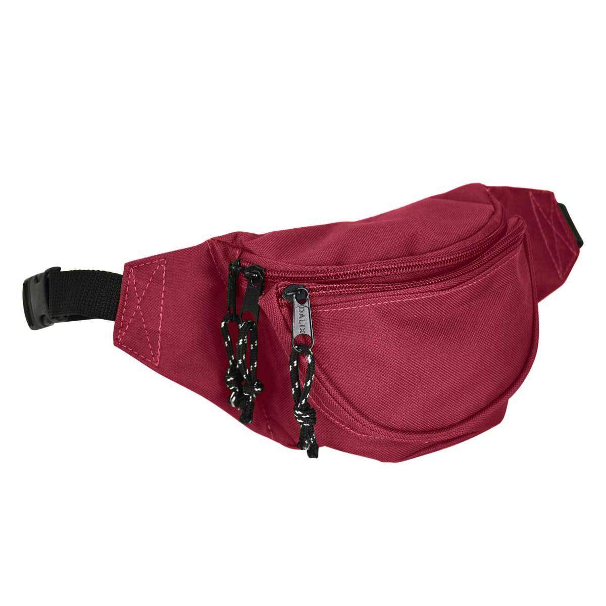 DALIX Fanny Pack w/ 3 Pockets Traveling Concealment Pouch Airport Money Bag FP-001 Fanny Packs DALIX Maroon 