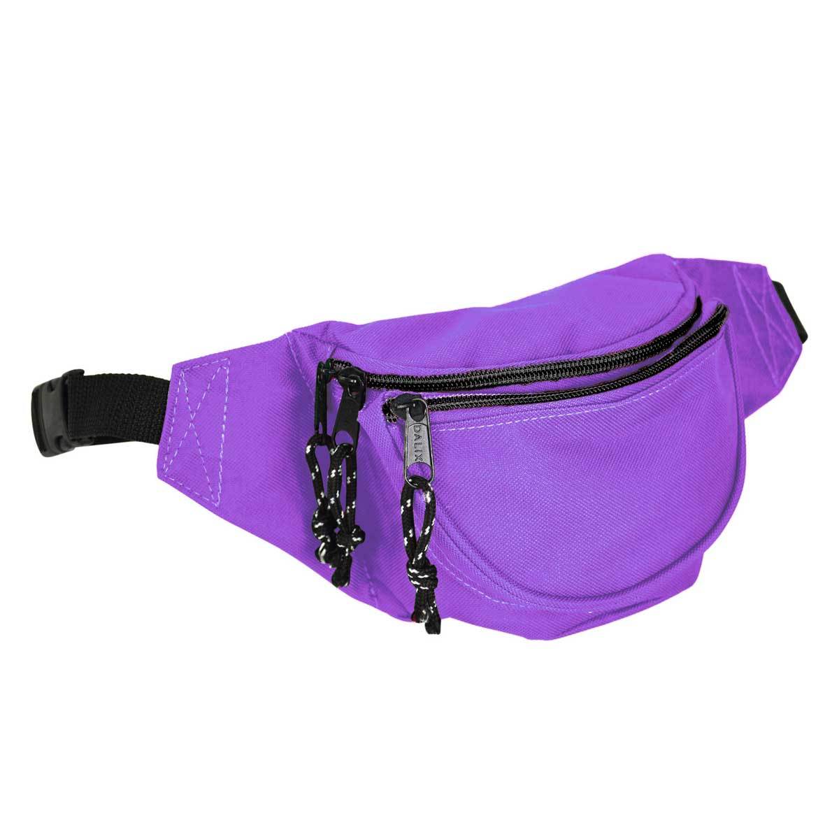 DALIX Fanny Pack w/ 3 Pockets Traveling Concealment Pouch Airport Money Bag FP-001 Fanny Packs DALIX Purple 