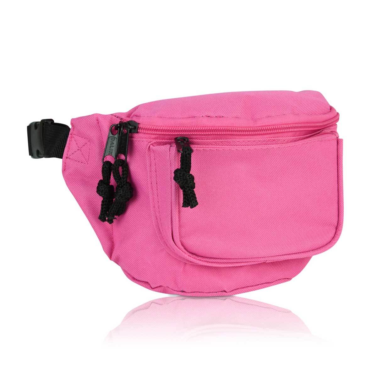 DALIX Fanny Pack 7" Travel Belt Pouch Waist Wallet Bag w/ 3 Pockets FP-002 Fanny Packs DALIX Hot Pink 