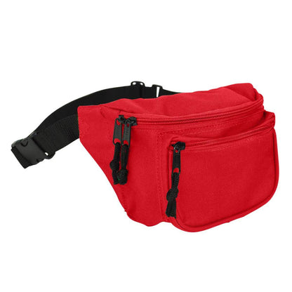 DALIX Fanny Pack 7" Travel Belt Pouch Waist Wallet Bag w/ 3 Pockets FP-002 Fanny Packs DALIX Red 