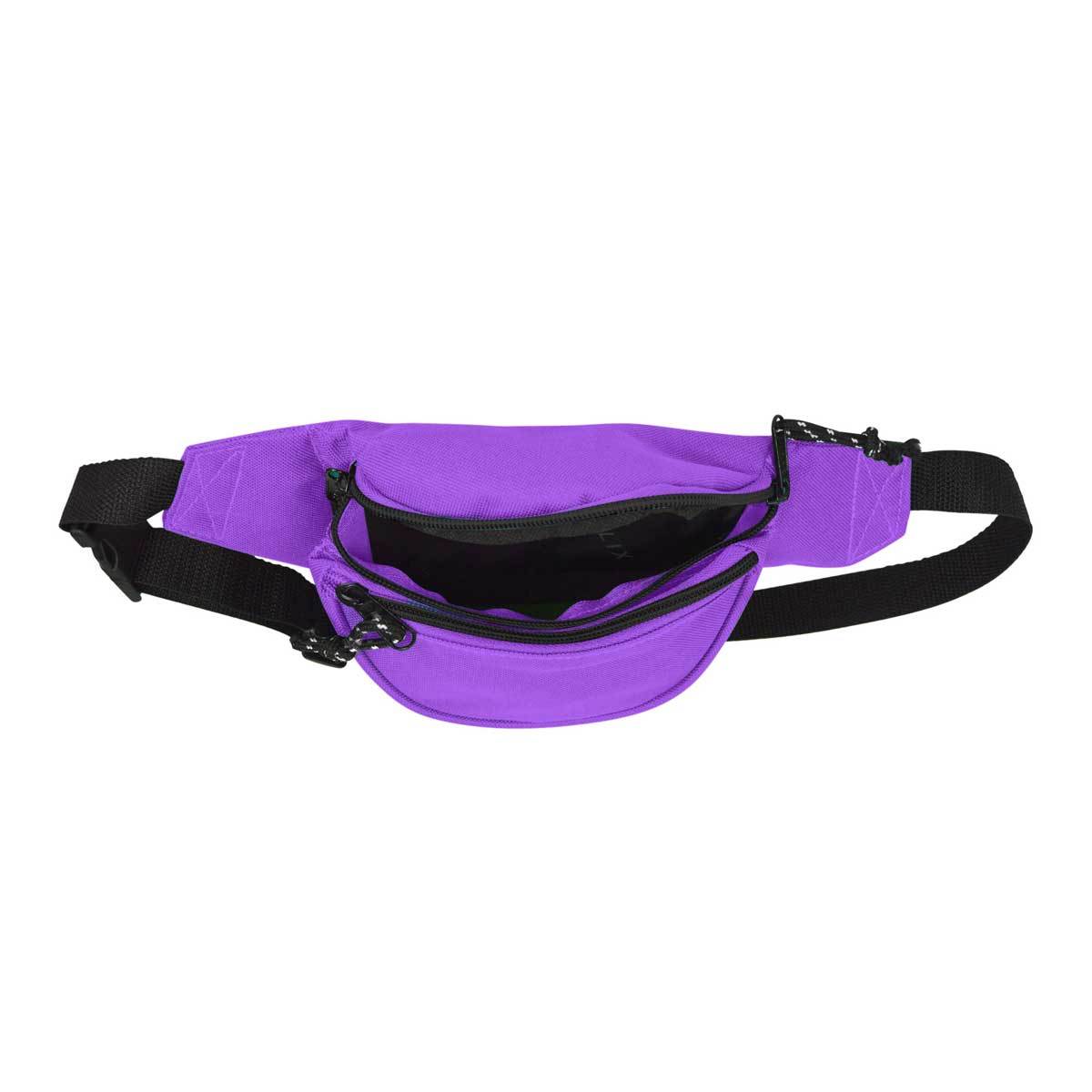 Small Fanny Pack Waist Pouch For Kids/Teens - Adjustable, 3 Compartments, Purple