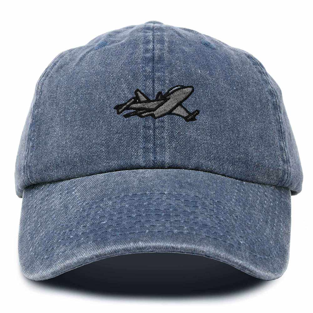 Dalix Jet Fighter Embroidered Cap Cotton Baseball Hat Airplane Jet Men in Navy Blue