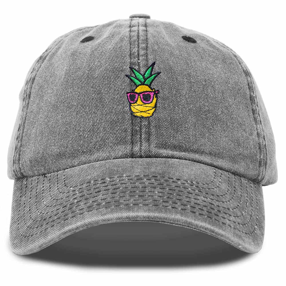 Dalix Pineapple Embroidered Cap Cotton Baseball Summer Cool Dad Hat Mens in Black