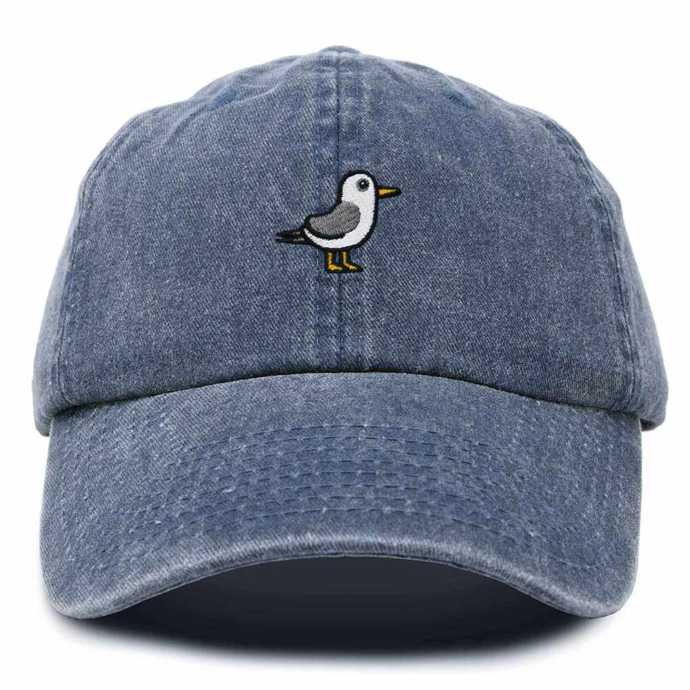 Dalix Seagull Embroidered Cap Cotton Baseball Hat Bird Womens in Navy Blue