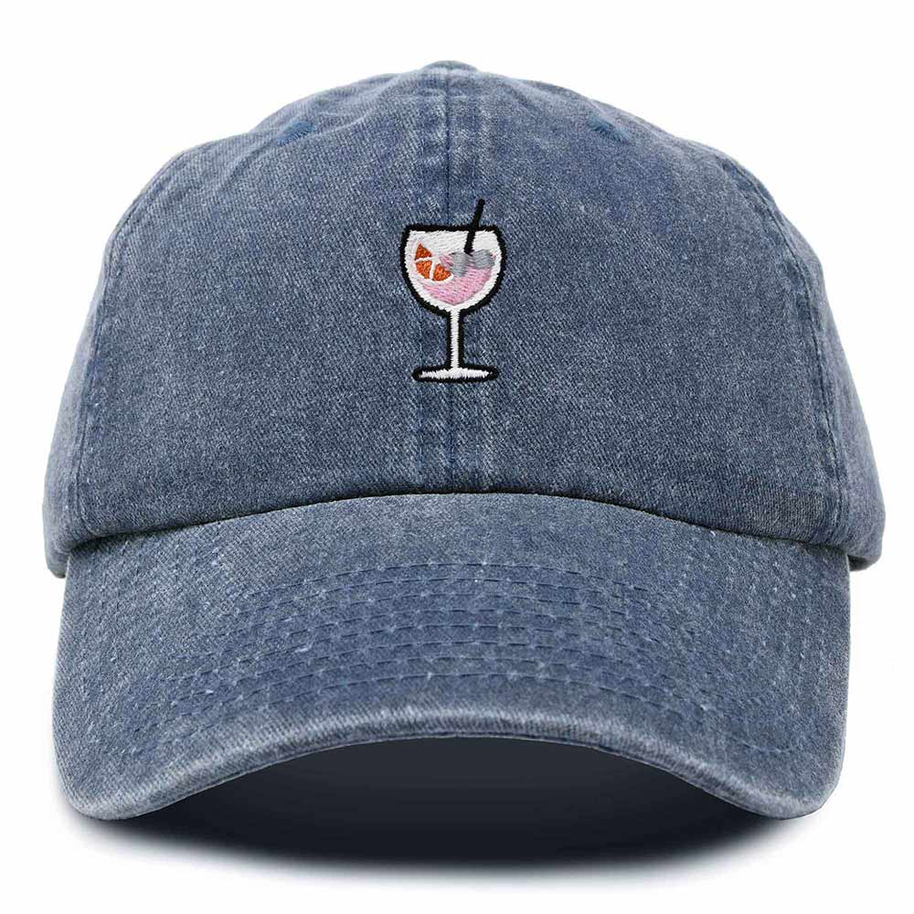 Dalix Spritz Cocktail Embroidered Cap Cotton Baseball Cute Cool Dad Hat Womens in Navy Blue
