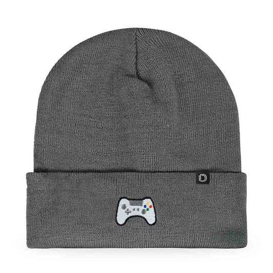 Dalix Game Controller Embroidered Beanie Cap Cotton Baseball Men in Asphalt Gray