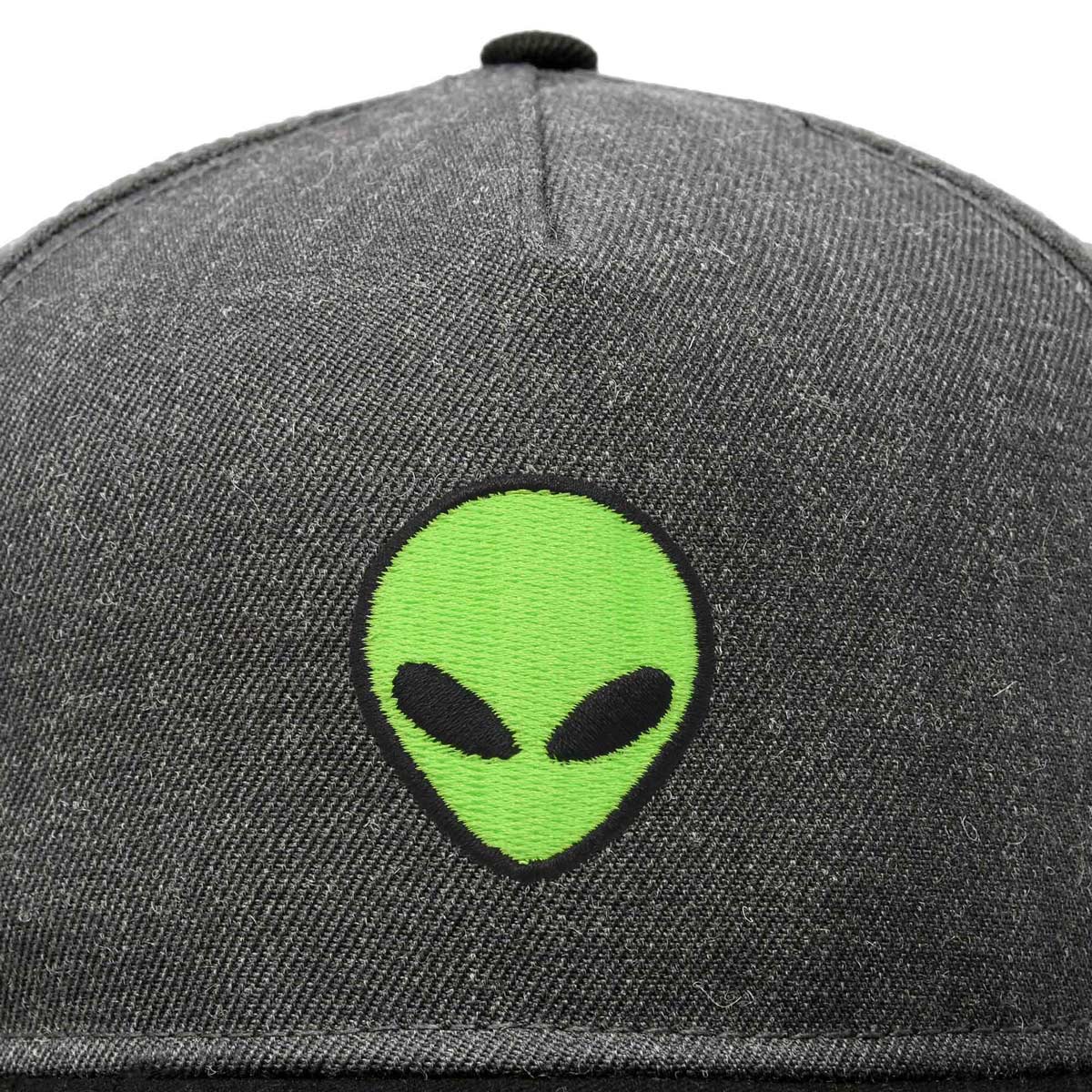 Dalix Alien Snapback Flat Bill Baseball Hat Embroidered Cap Mens in Black Dark Gray
