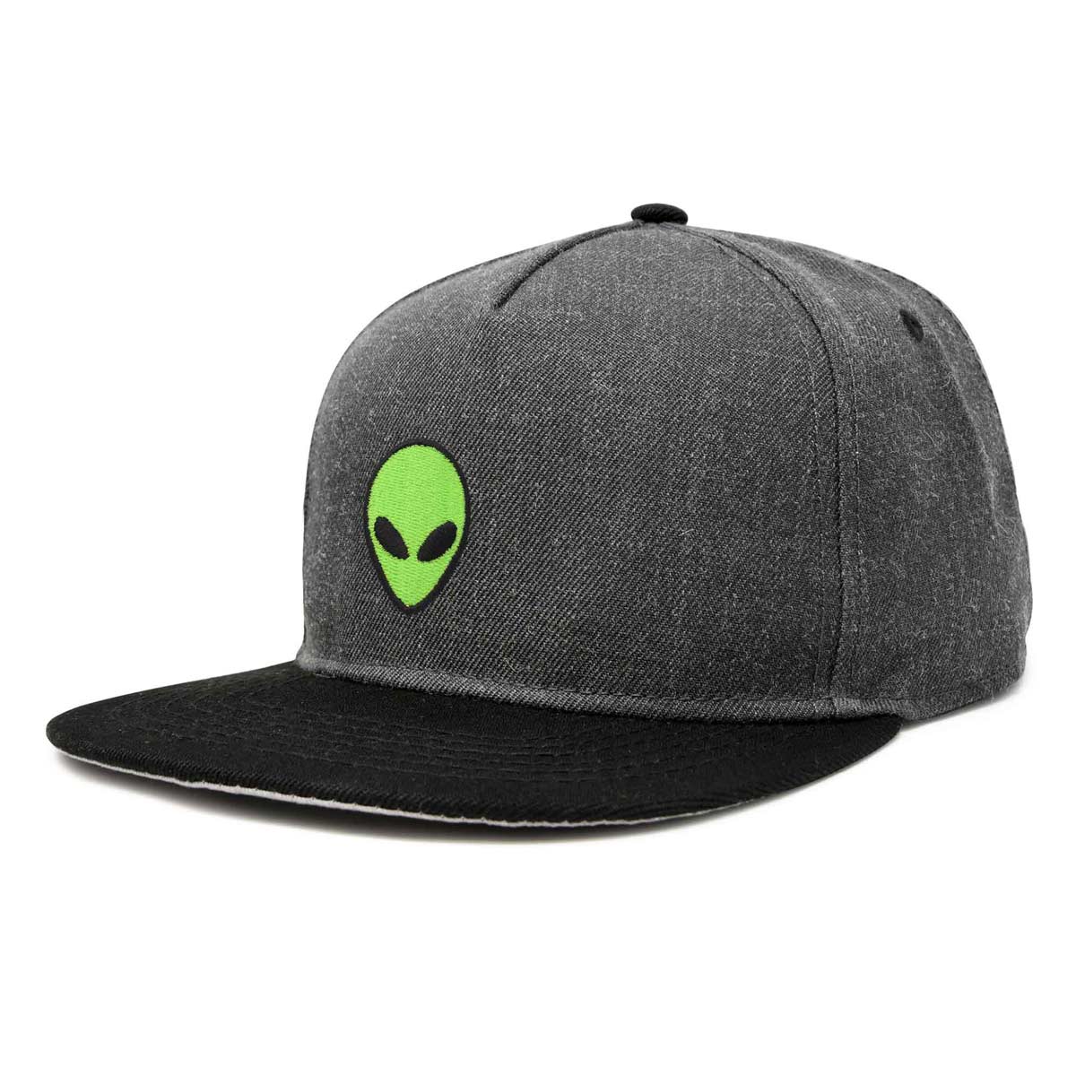 Dalix Alien Snapback Flat Bill Baseball Hat Embroidered Cap Mens in Dark Gray