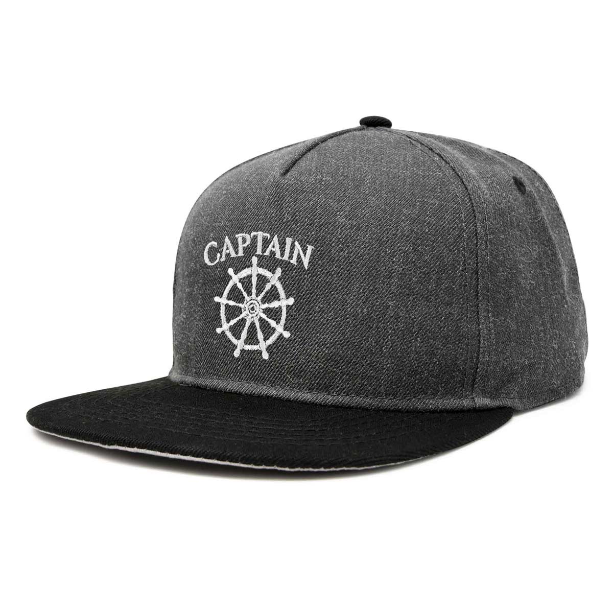 Dalix Captain Snapback Flat Bill Baseball Hat Embroidered Cap Mens in Dark Gray