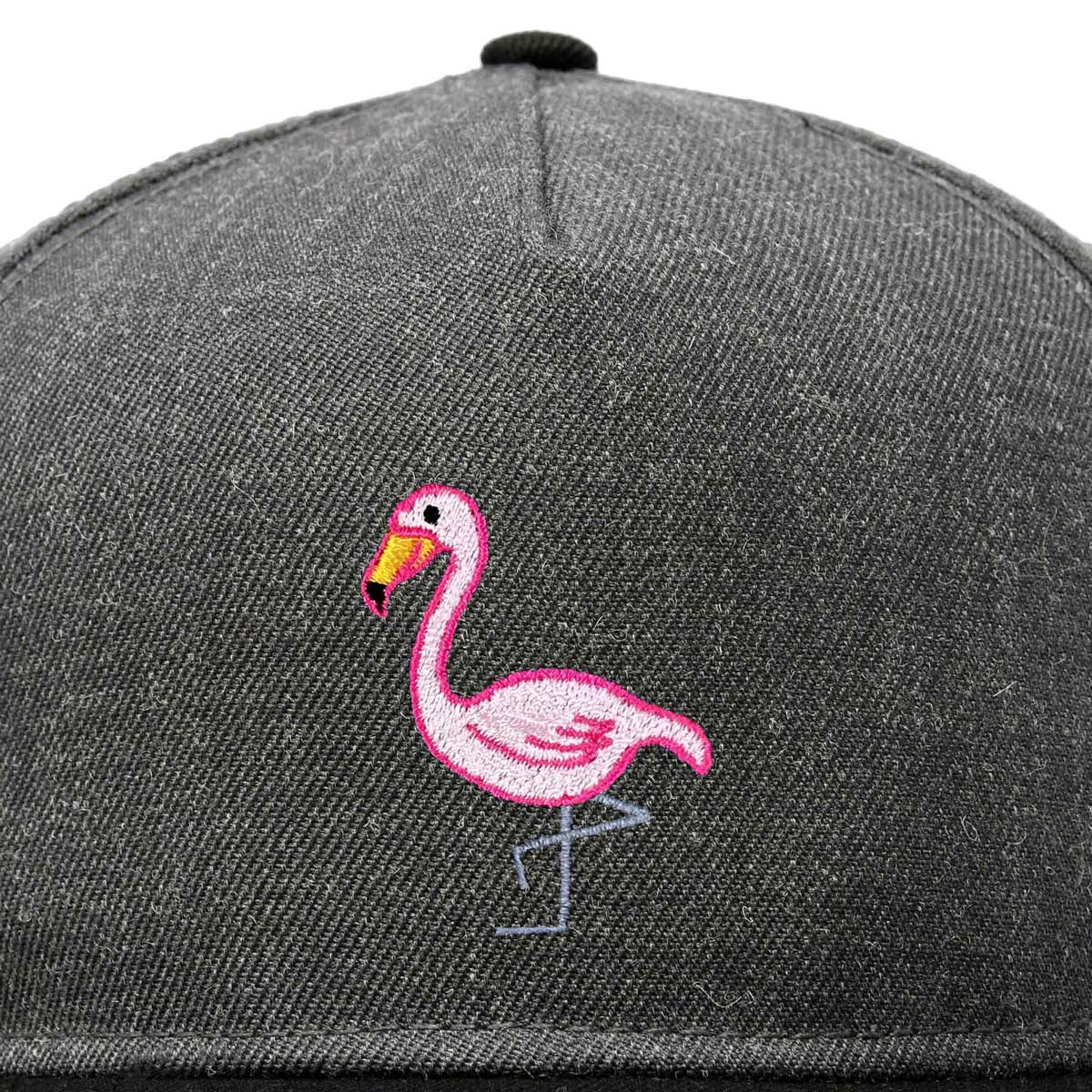 Dalix Flamingo Snapback Flat Bill Baseball Hat Embroidered Cap Mens in Black Dark Gray