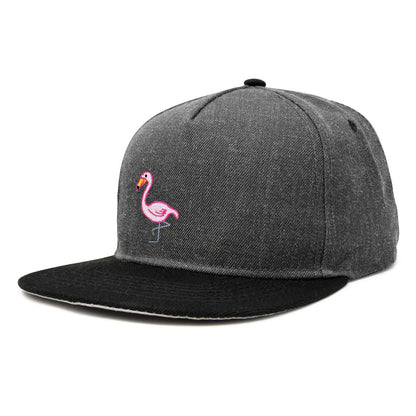 Dalix Flamingo Snapback Flat Bill Baseball Hat Embroidered Cap Mens in Dark Gray
