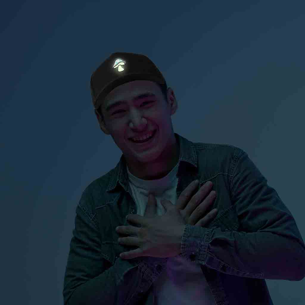Dalix Mushroom Embroidered Glow in the Dark Hat Snapback Hat Baseball Cap Men in Black Light Gray
