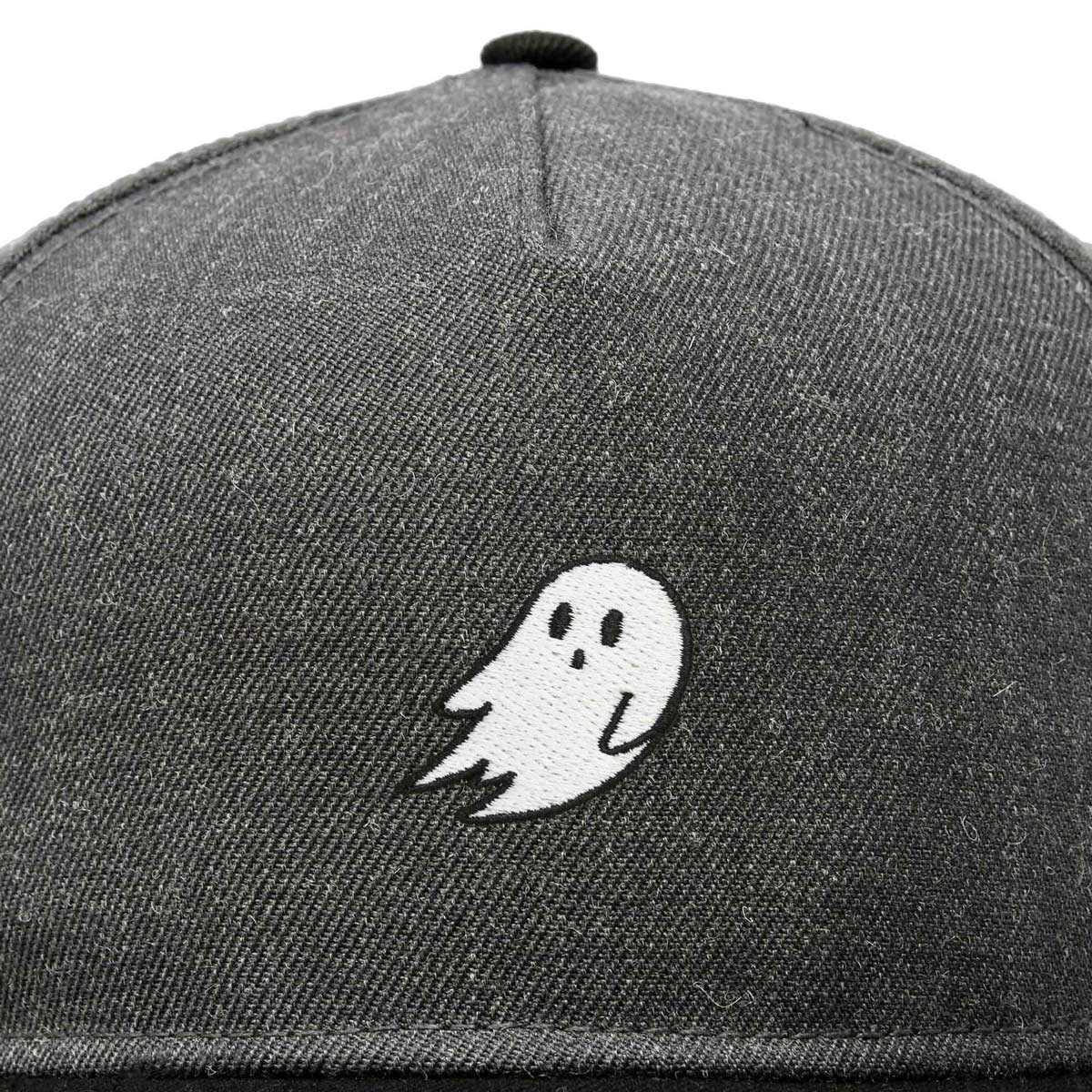 Dalix Ghost Snapback Flat Bill Baseball Hat Embroidered Cap Mens in Black Dark Gray