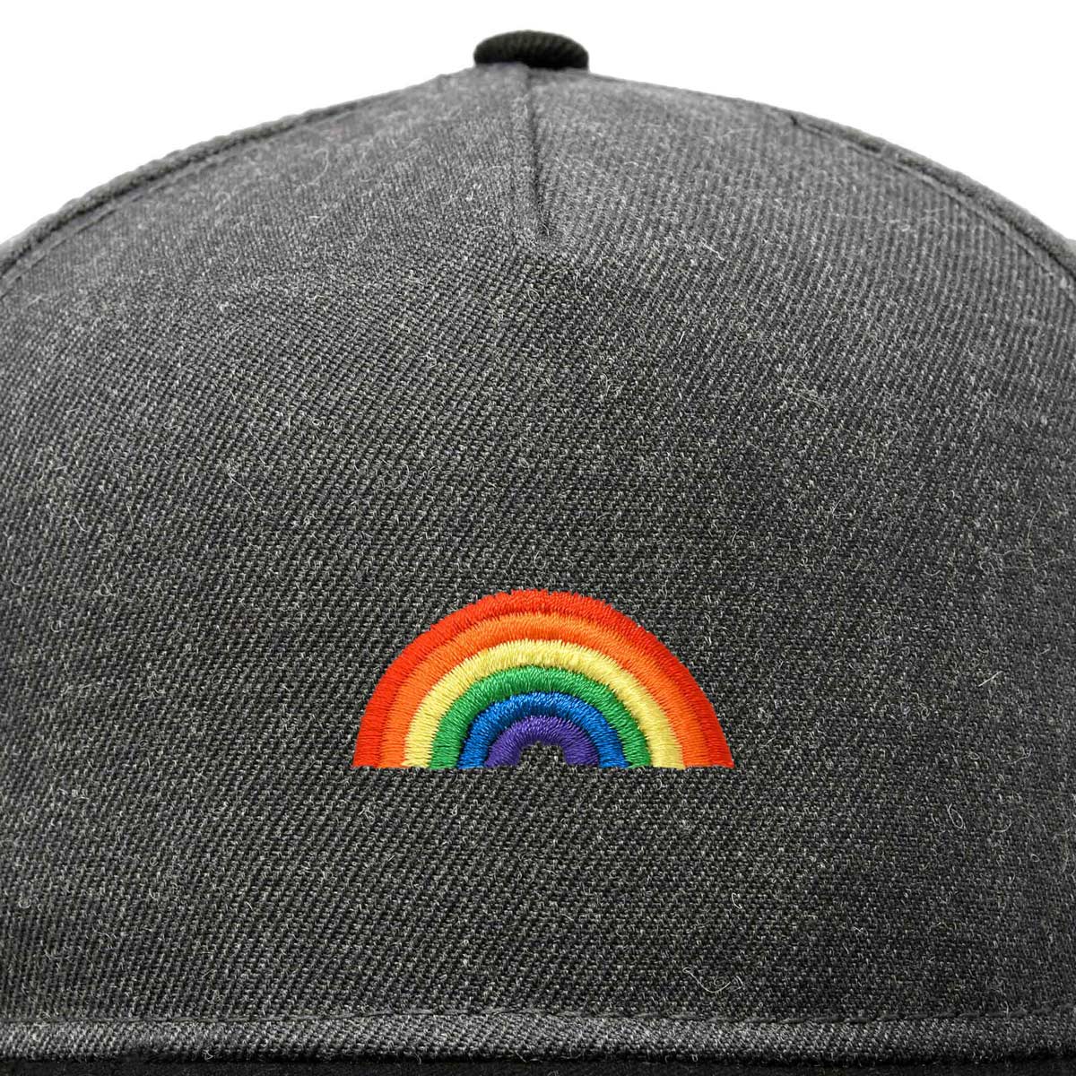 Dalix Rainbow Snapback Flat Bill Baseball Hat Embroidered Cap Mens in Black Dark Gray