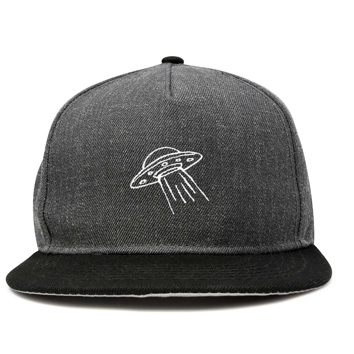 Dalix UFO Snapback Flat Bill Baseball Hat Embroidered Cap Mens in Black