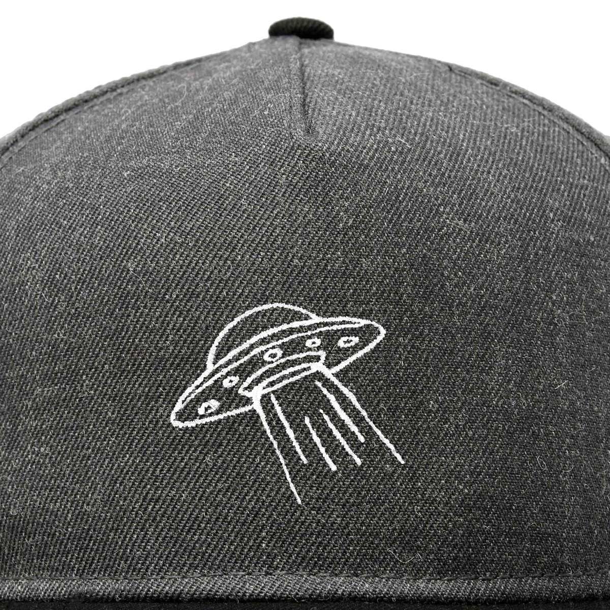 Dalix UFO Snapback Flat Bill Baseball Hat Embroidered Cap Mens in Black Dark Gray