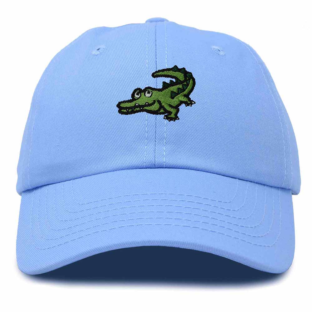 Dalix Alligator Cap Embroidered Mens Cotton Dad Hat Baseball Hat in Light Blue