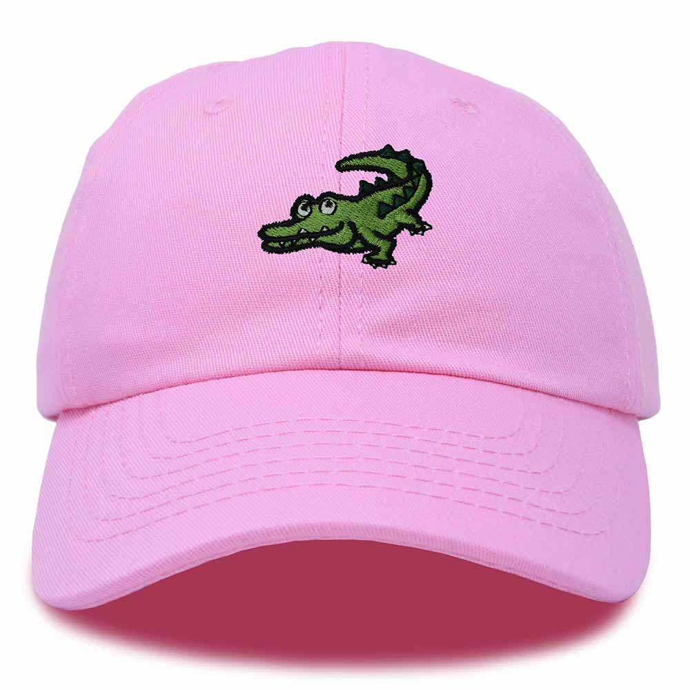 Dalix Alligator Cap Embroidered Mens Cotton Dad Hat Baseball Hat in Light Pink