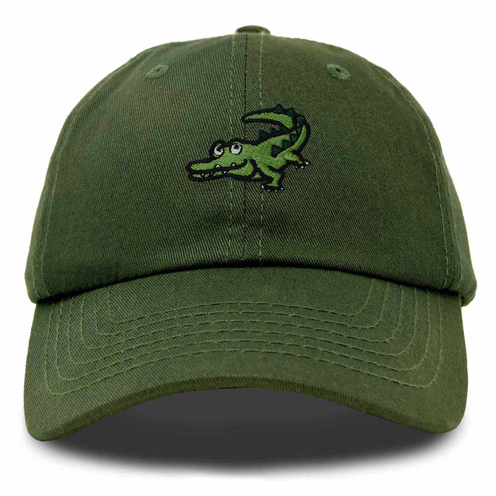 Dalix Alligator Cap Embroidered Mens Cotton Dad Hat Baseball Hat in Olive